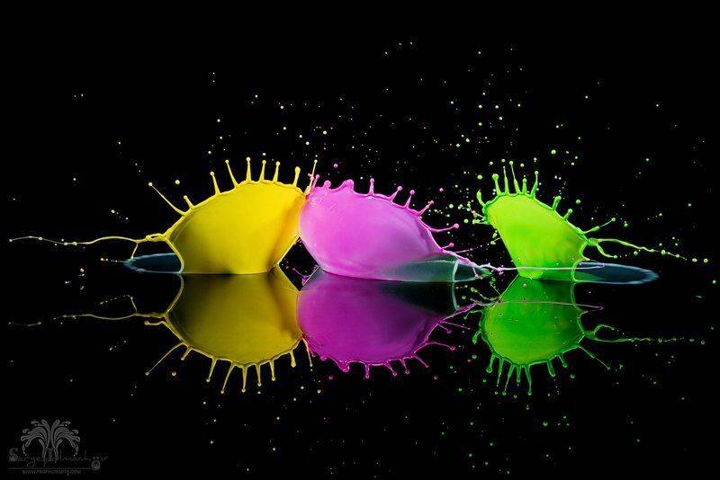 Арт, Брызги, Вода, Всплеск, Короны, Красить, Краски, Макро, Отражение, Разноцветные, Цвета, Сергей Толмачев