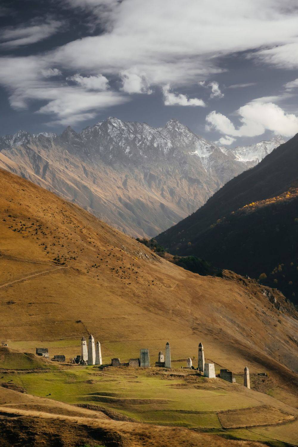 горы, башни, осень, Кавказ, Ингушетия, Шивцов Евгений