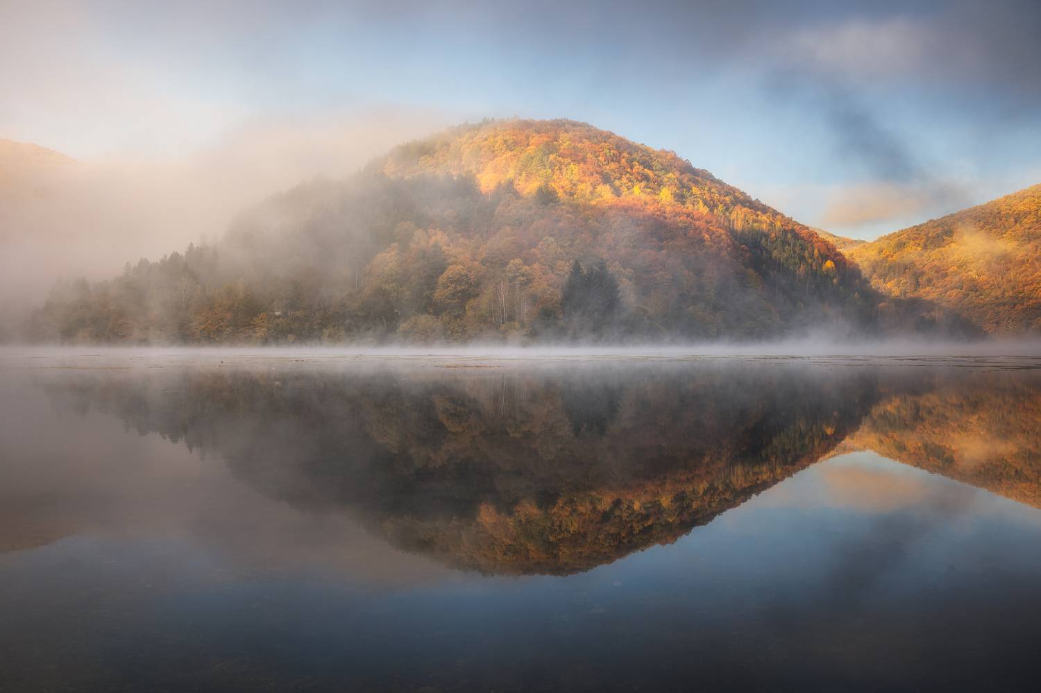 autumn colour fog sunrise , Boyko Valchev