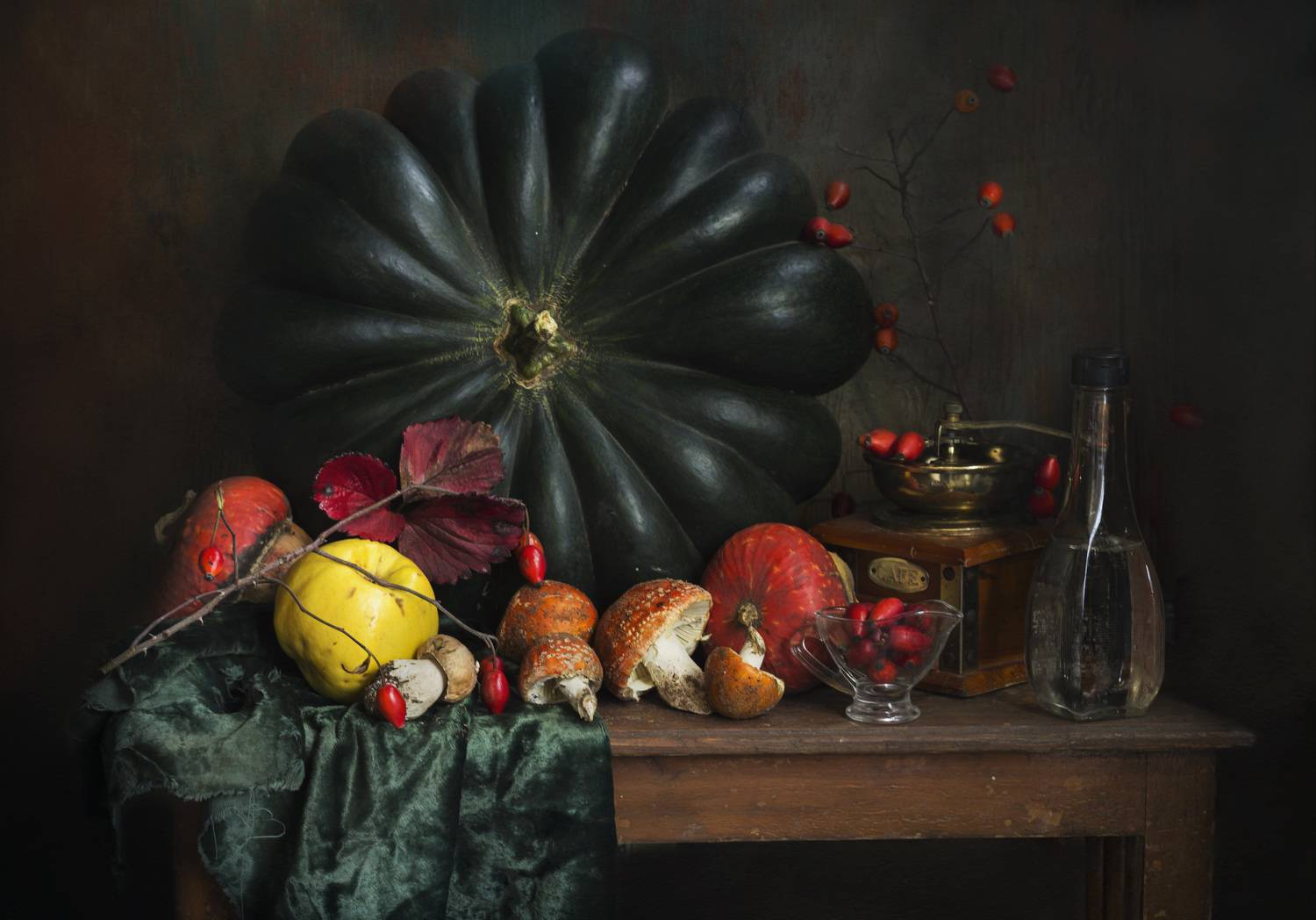 тыква, грибы, шиповник, осень, натюрморт, Зимина Лионелла