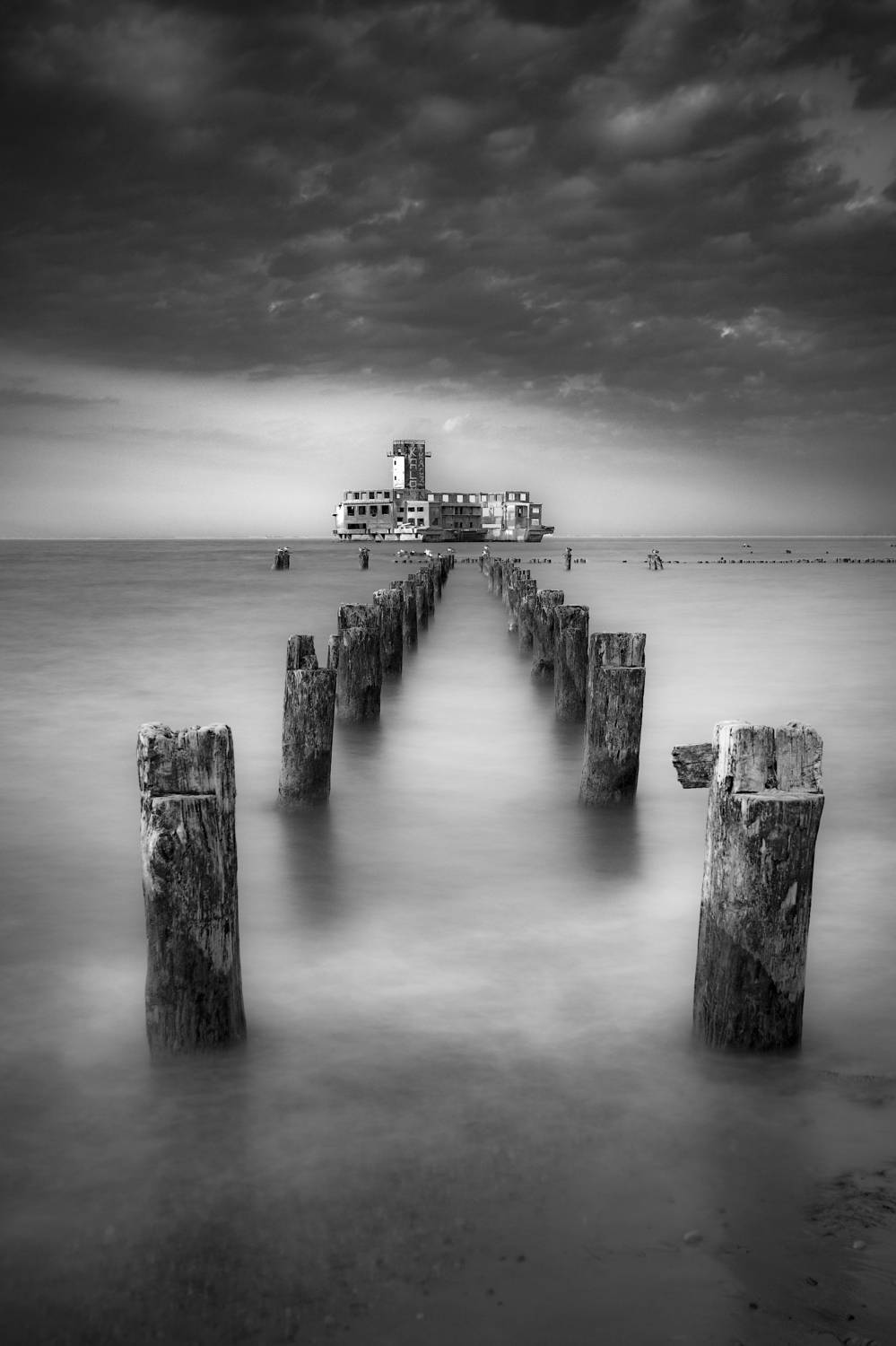 Vertical, Photography, Sea, Nature, Beach, Water, Sky, Horizon, Water, LongExposure, Sunset, Cloud, Black&white, Monochroe, Urbex, Torpedownia, Babie-Doły, Gdynia, Poland, Damian Cyfka