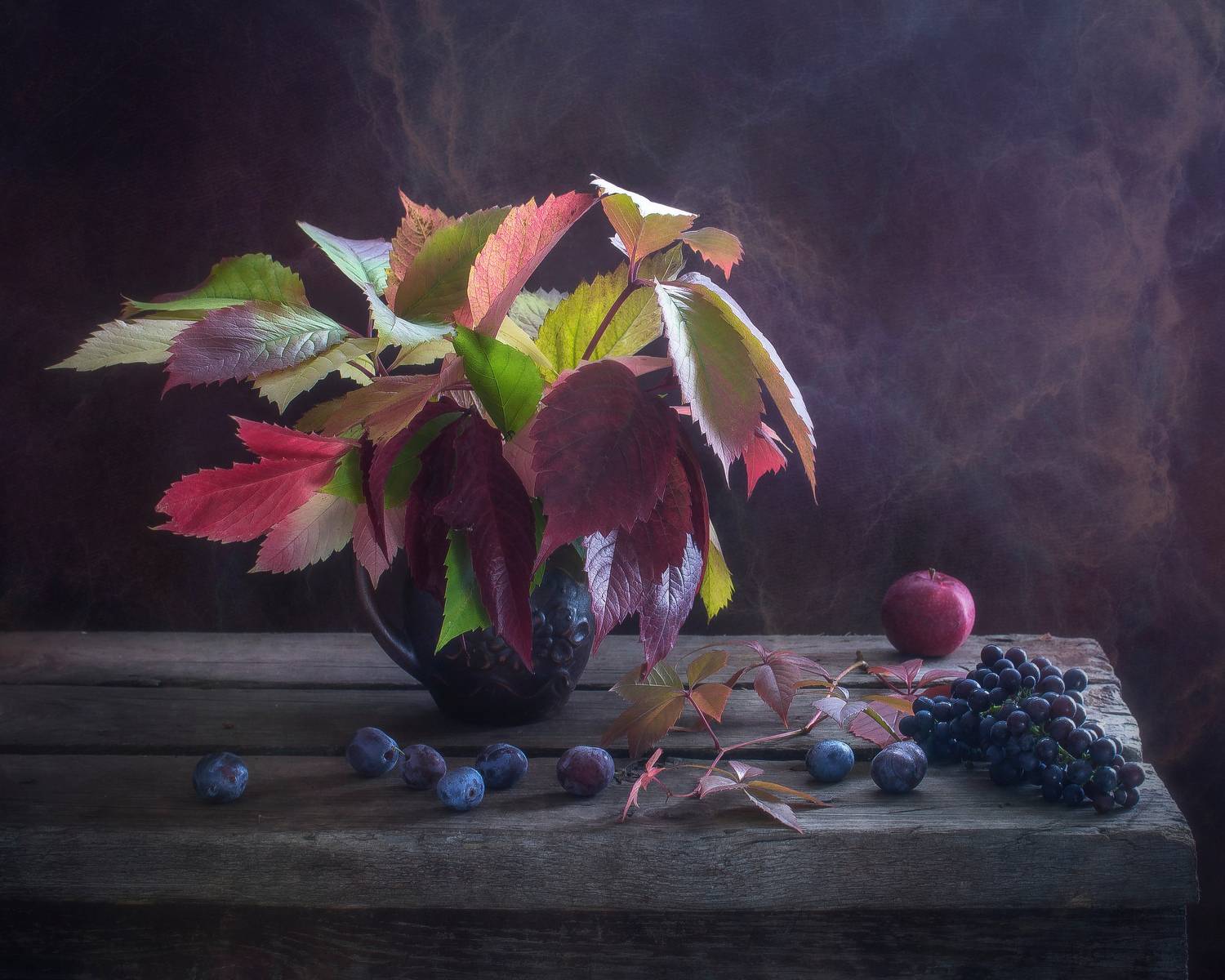 слива,виноград,листья,кувшин, Инаида