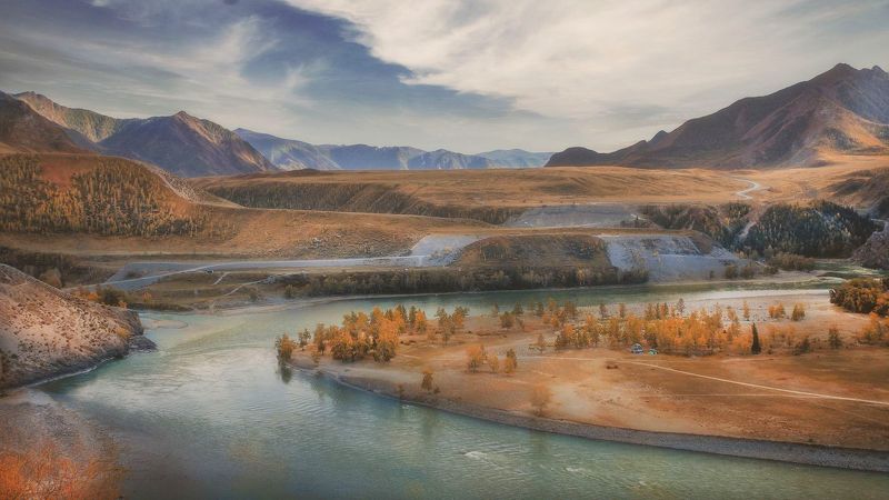 чуя, катунь, горный алтай, инегень, осень, горы, скалы, пейзаж, природа, чуйский тракт, Там, где реки сливаются..! фото превью