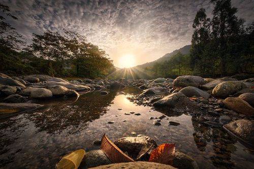 Sunny Autumn Day In Chakvistskali River