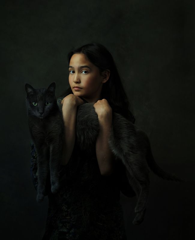 Девочка с котом Мои домашние фото превью