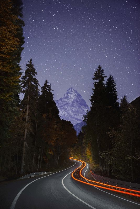 Ночная дорога фото превью