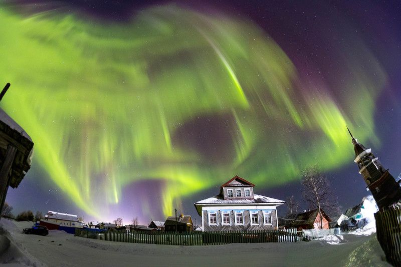 ночь, аврора, северное сияние, архангельск, арктика, nightlight, polarlight, aurora, arctic, arkhangelsk  фото превью