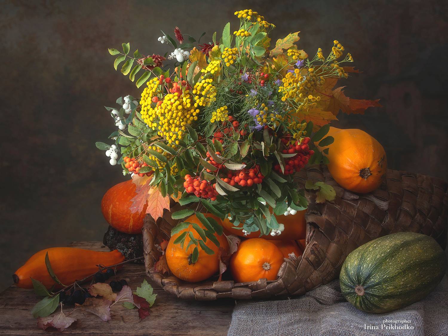 натюрморт, осень, плоды, букеты, кабачки, овощи, Приходько Ирина