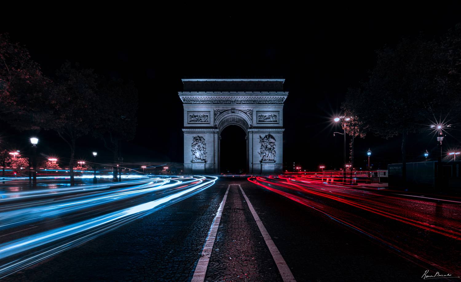 paris, arc de triomphe, city, night, long exposure, Bevzenko Roman