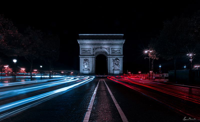 paris, arc de triomphe, city, night, long exposure Arc de Triomphe фото превью