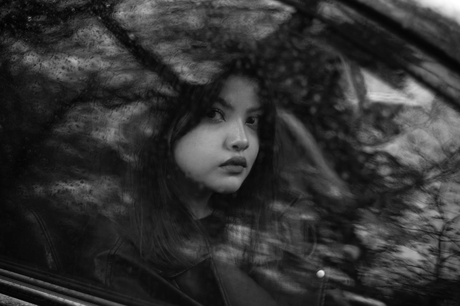 чб, чёрно-белое, ретро,  фильм, портрет, стекло, дождь, осень, гелиос, монохром, капли, авто, окно, Арсен Алабердов