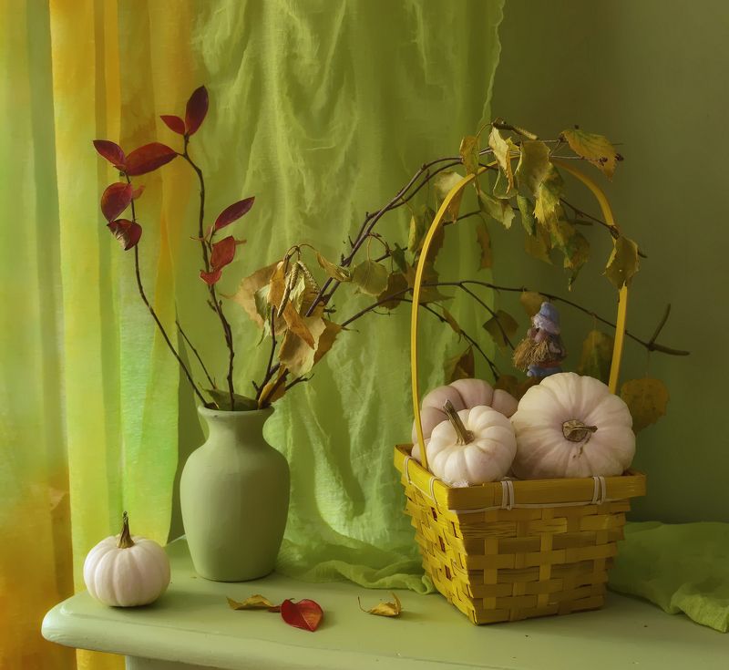 тыквы,цвет,свет,ветки,корзинка *** фото превью