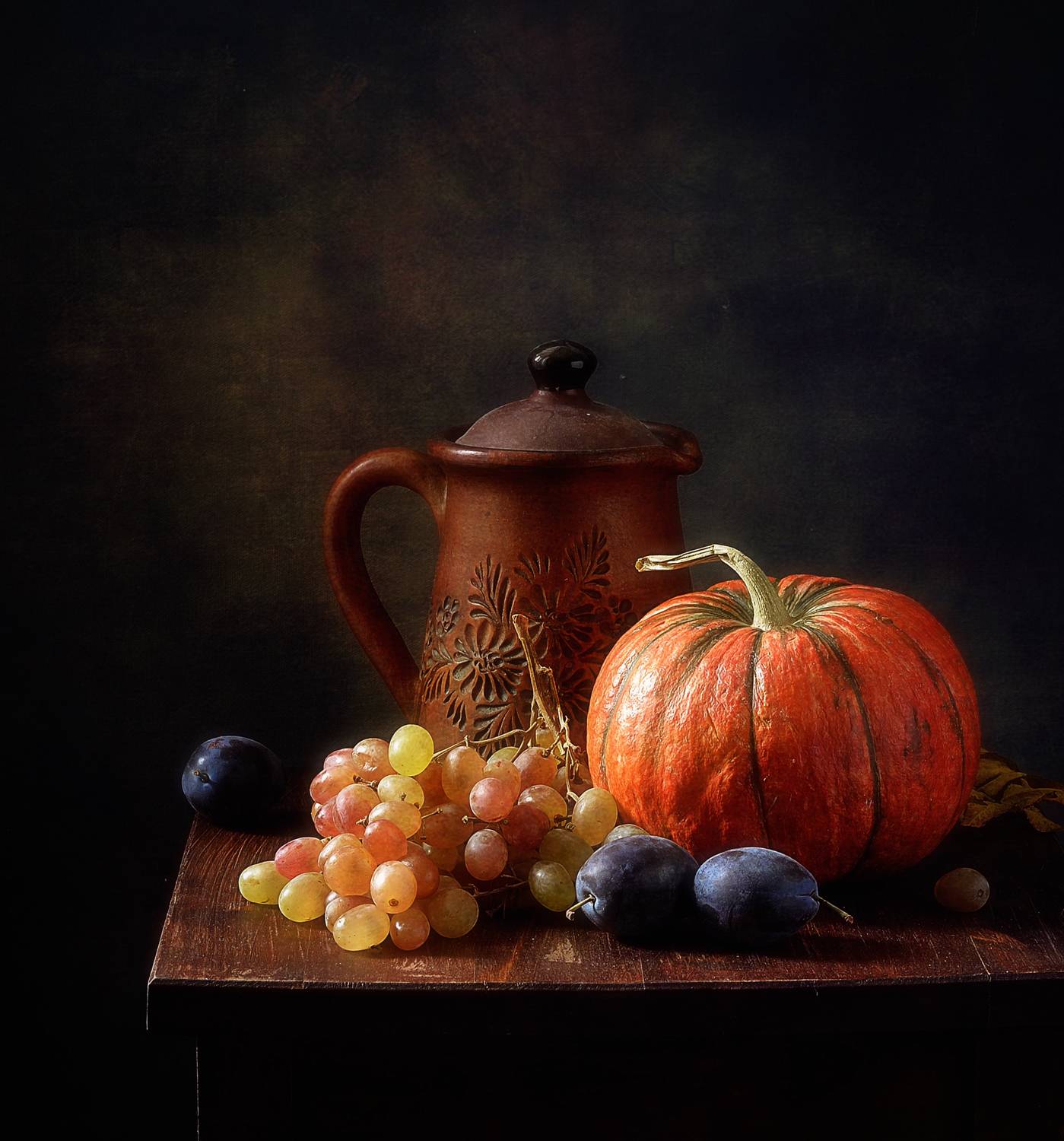 натюрморт,тыква,виноград,осень,кувшин, Наталия К