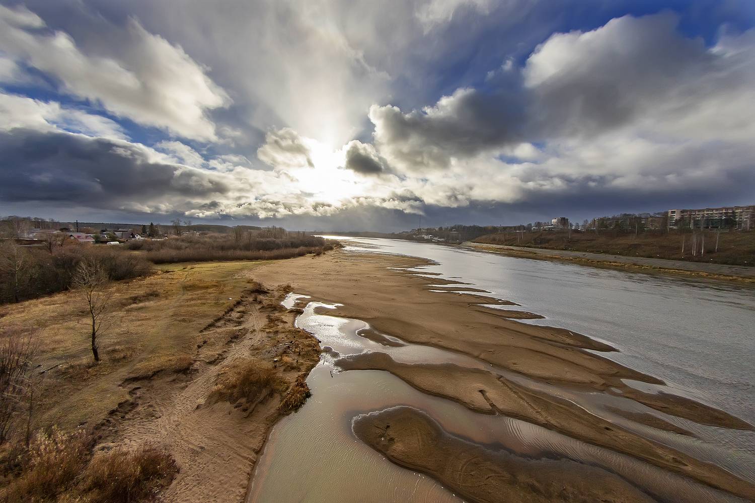 осень, ноябрь, река, вятка, небо, облака, Широких Александр