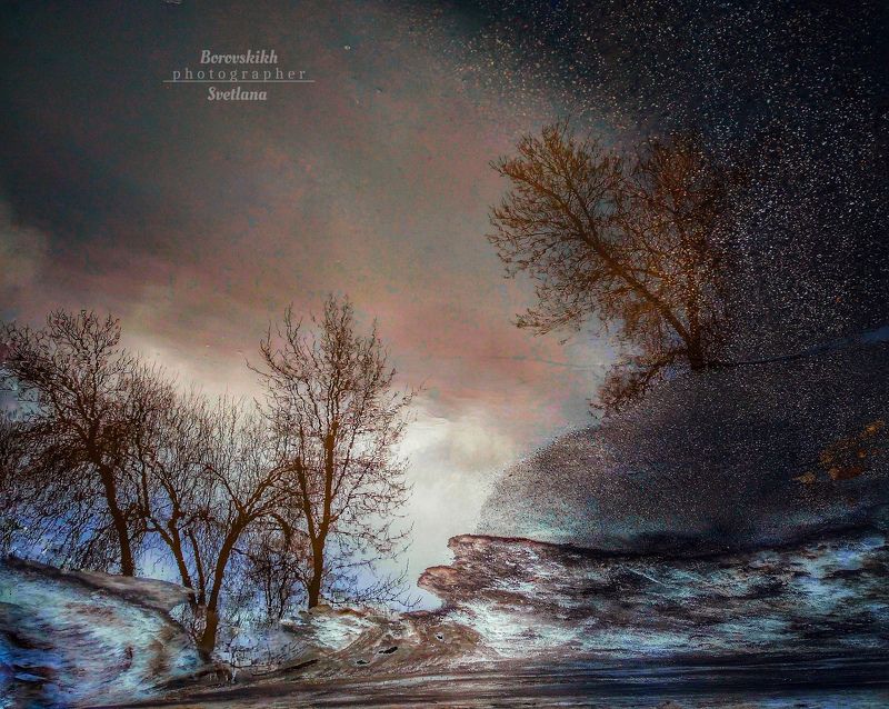 лужа, отражение, отражение в луже, пейзаж, природа Креативные лужи фото превью