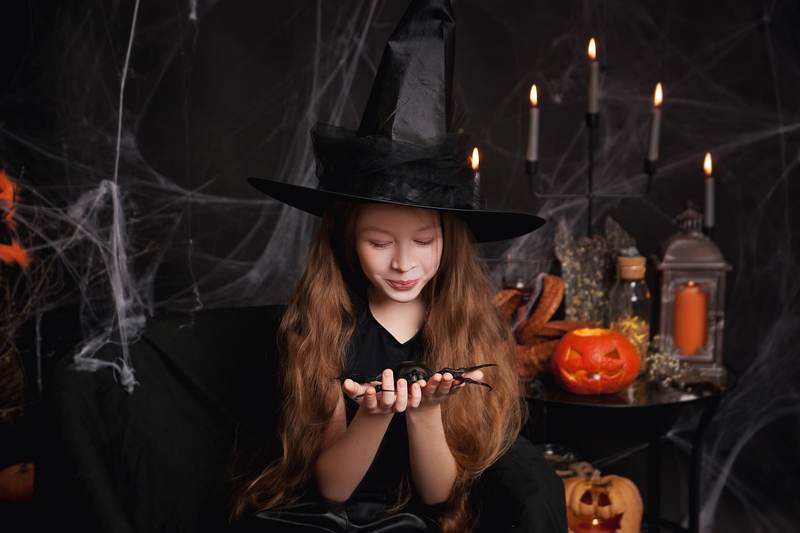 хэллоуин, halloween, портрет, portrait, осень, autumn, children portrait, детский портрет, фотосессия, photoshoot, портрет, студийный портрет, девочка, ведьмочка, студийная фотосессия  фото превью