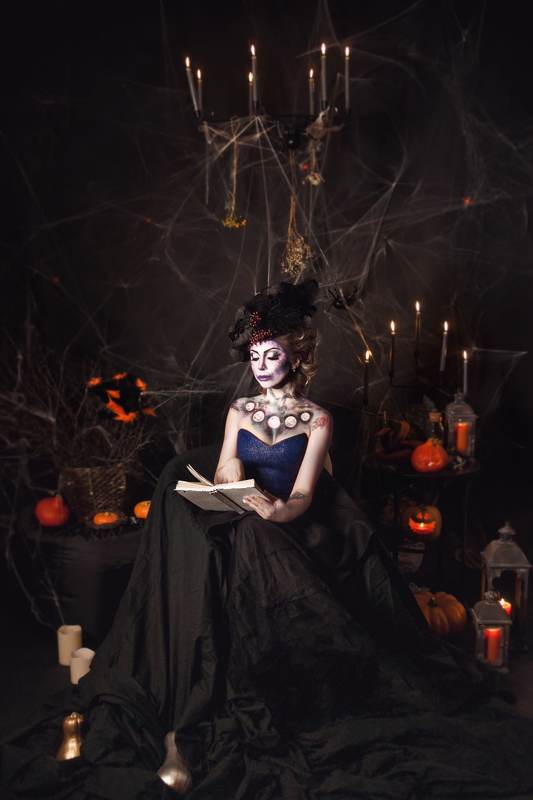 хэллоуин, halloween, портрет, portrait, осень, autumn, female portrait, женский портрет, фотосессия, photoshoot, портрет, студийный портрет, студийная фотосессия, ведьмочка, магия, ведьма  фото превью