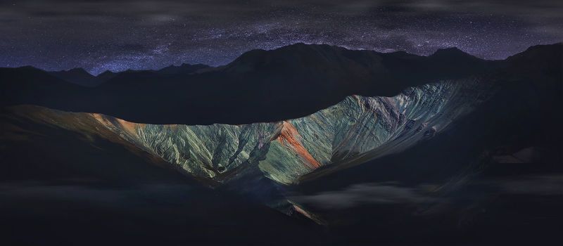 ярлу, долина, алтай, ночь, звёзды, горы, пейзаж, природа, скалы, аккем, перевал. Мистическая долина Ярлу. Алтай фото превью