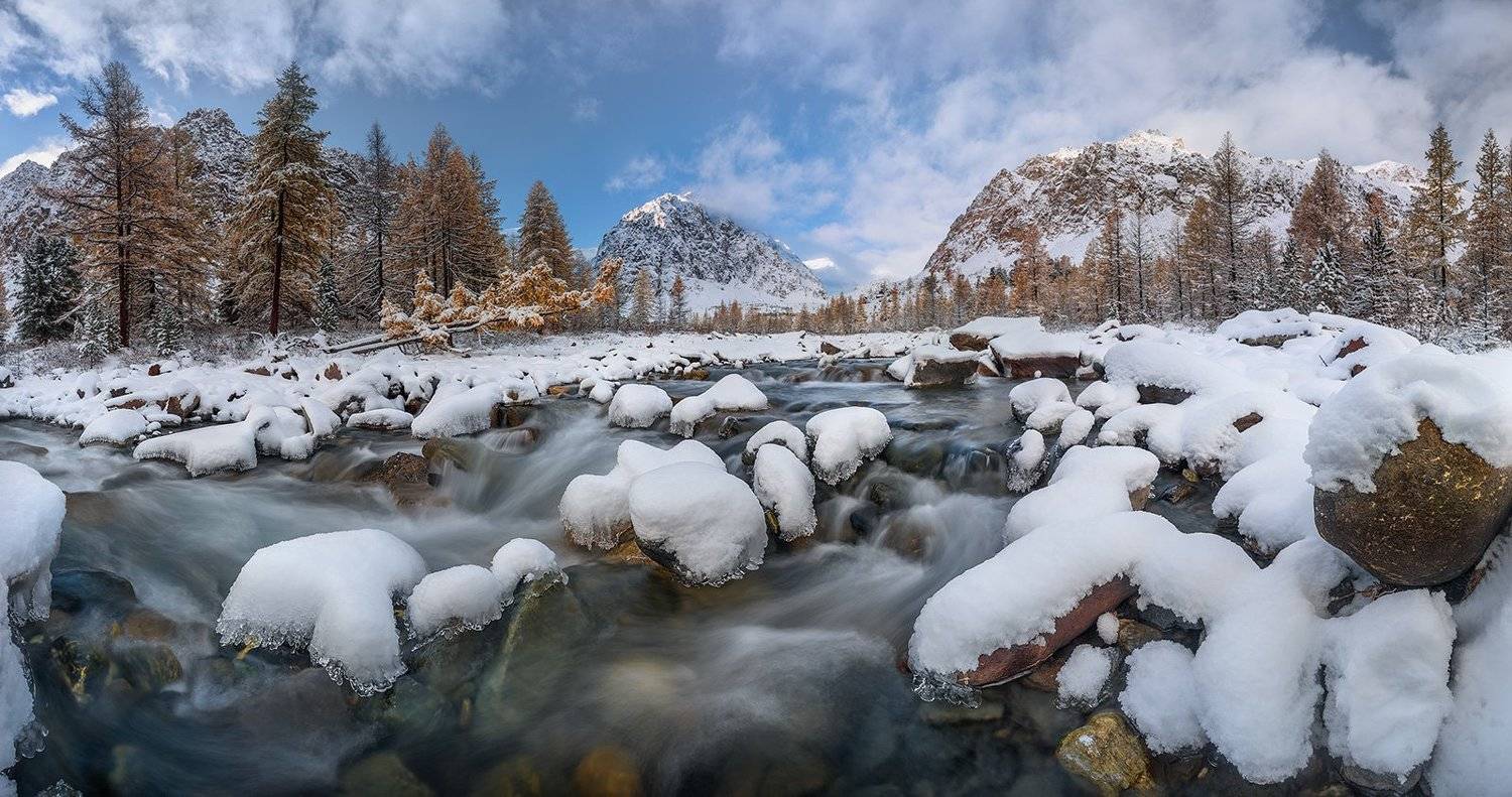 Актру, Алтай, Вода, Камни, Река, Россия, Снег, Виктория Роготнева