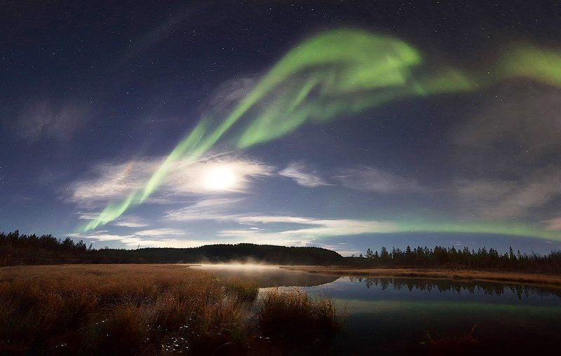 пейзаж, природа, кольский, п-ов, полярное, сияние *** фото превью