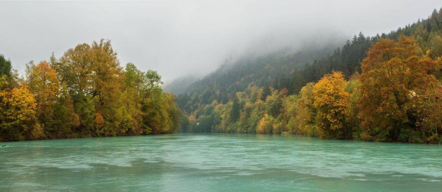 Горы, Октябрь, Осень, Река, Туман, Александр Удовиченко