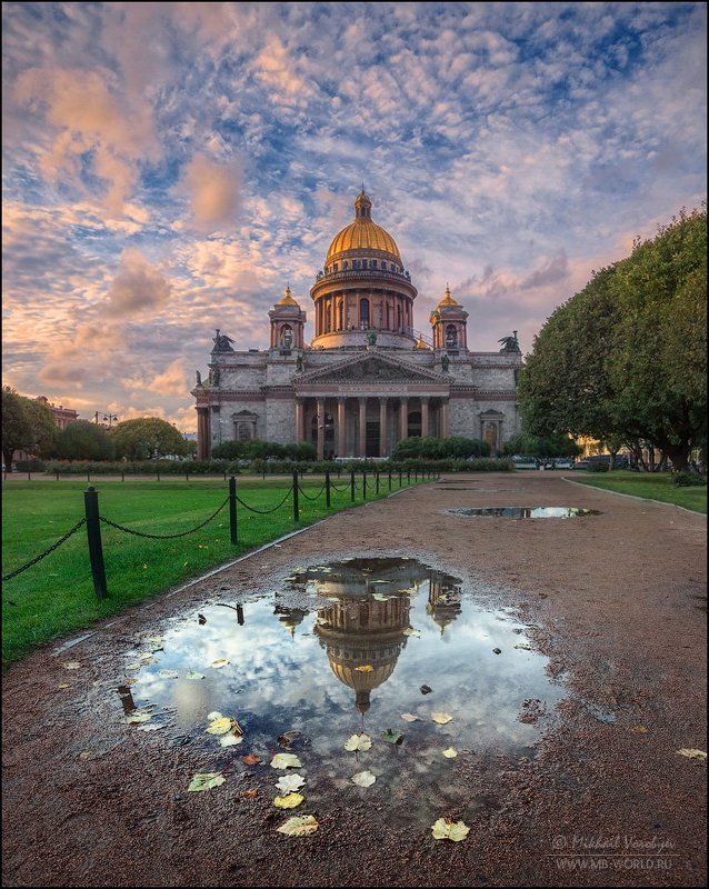 Россия, Питер, Петербург, закат, осень, собор, отражение Осень в Санкт-Петербурге... фото превью