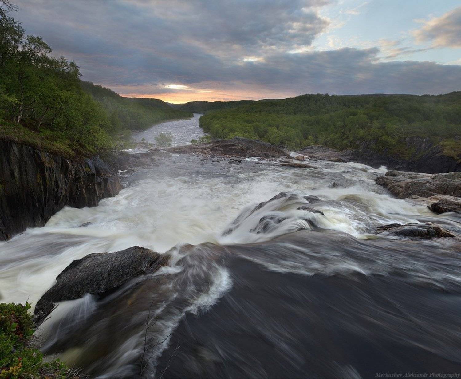 природа, пейзаж, север, титовка, вода, закат, Меркушев Александр