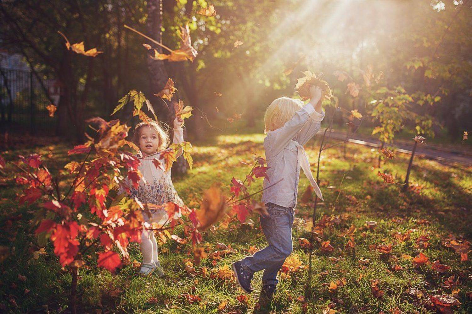 дети, эмоции, осень, листья, Ирина Сиротова