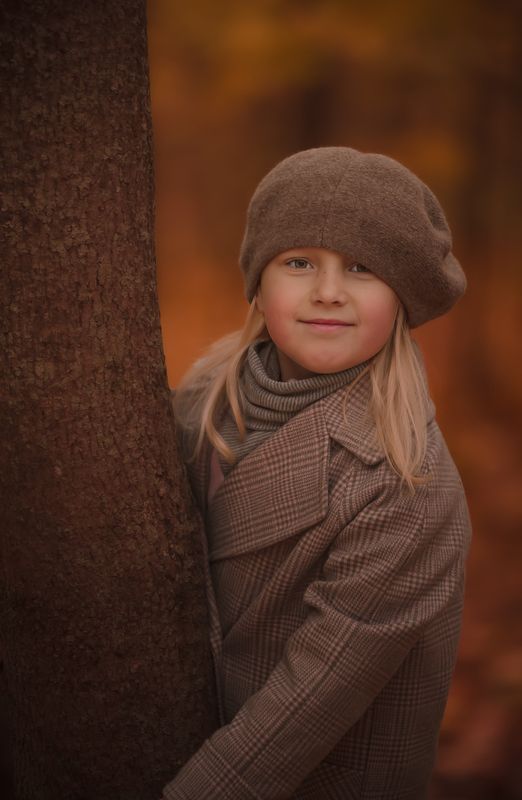 дети, осень, животные, портрет, листья, парк Дарина и Перси фото превью