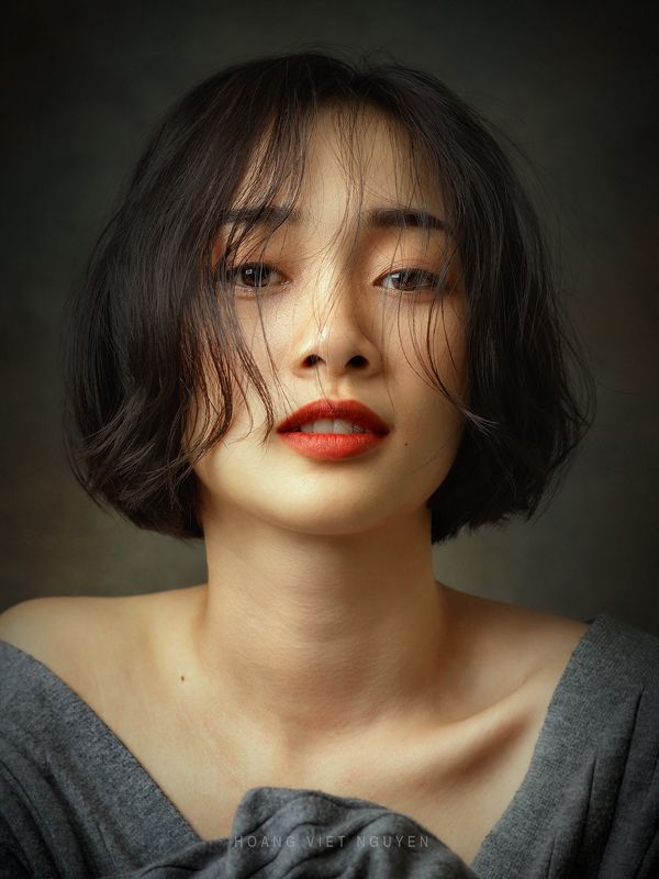 asian, vietnam, vietnamese, portrait, face, women, female, studio, eyes, short hair * * * фото превью