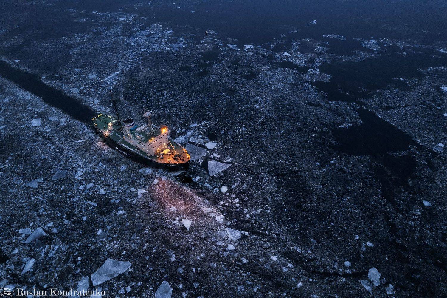 ледокол, topdown, аэрофото, аэрофотография, семен дежнев, кронштадт, санкт-петербург, Кондратенко Руслан