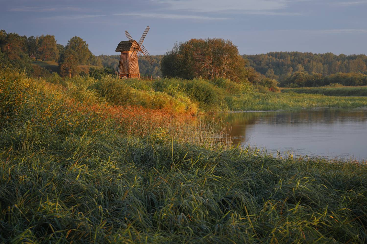 пейзаж,  рассвет, мельница, Андрей