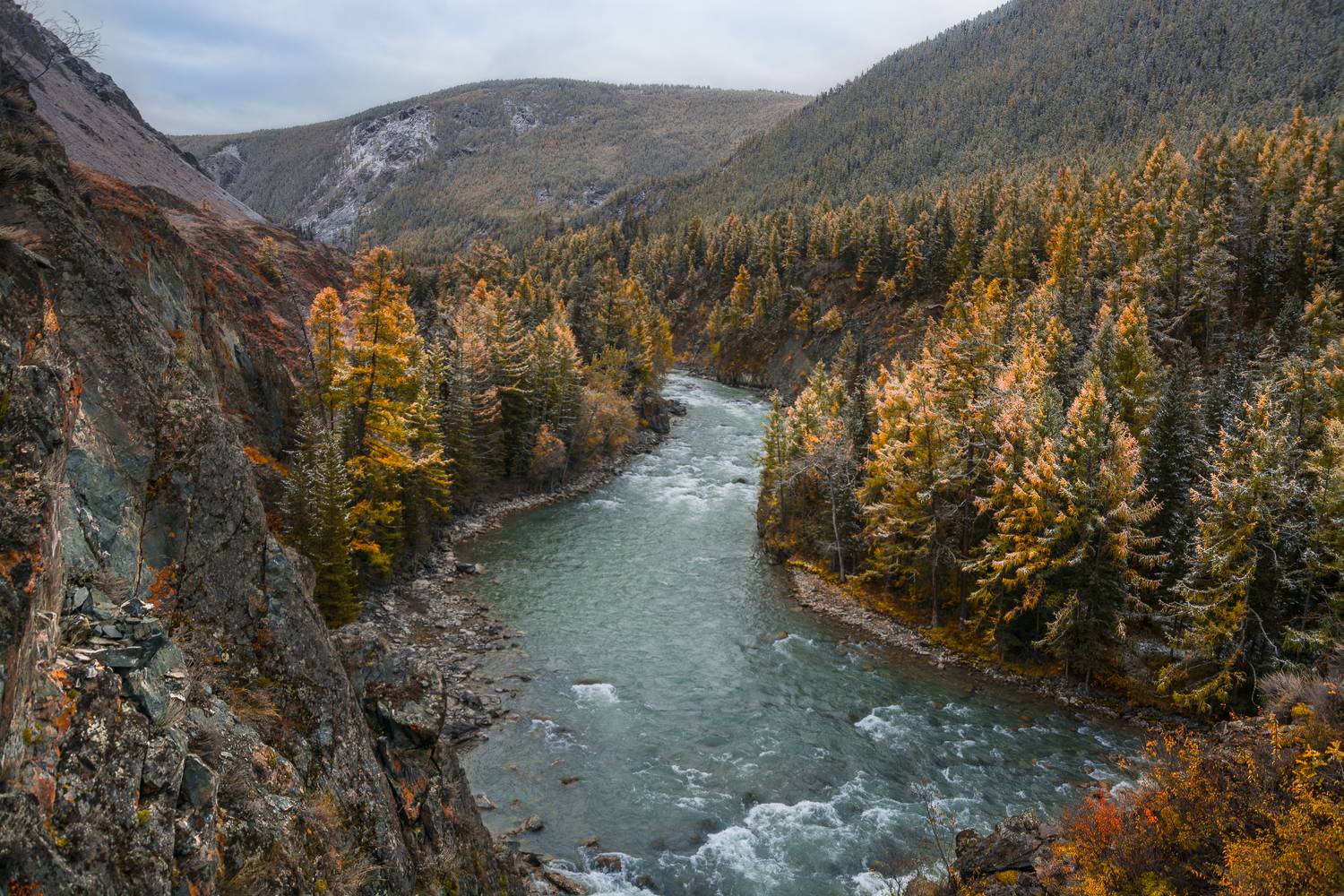 россия, горный алтай, река чуя, осень, утро, Андрей Поляков