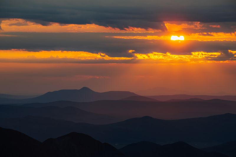 пейзаж, горы, закат Анюйские горы фото превью