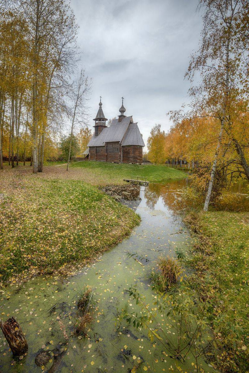 осень, речка, храм, кострома, Сергей Аникин