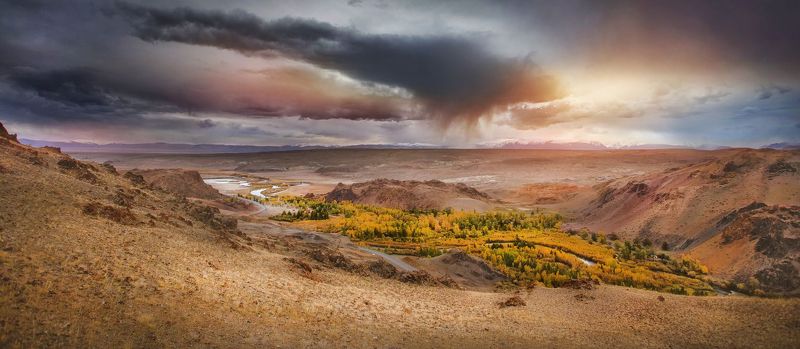 горный алтай, кош-агач, чаган-узун, горы, красная горка, осень, чуя, река, скалы, чуйский тракт Световое шоу. Алтай фото превью