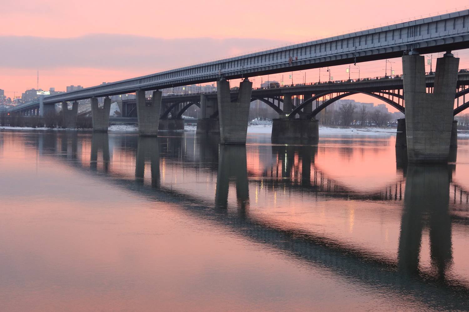 город,новосибирск,архитектура,закат,река,обь,отражение, Козлова Галина