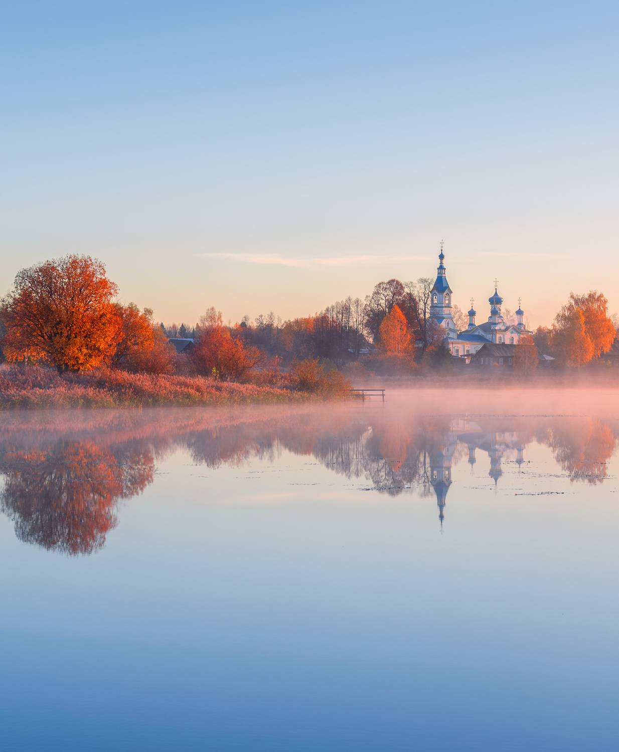 октябрь утро река церковь, Архипкин Александр