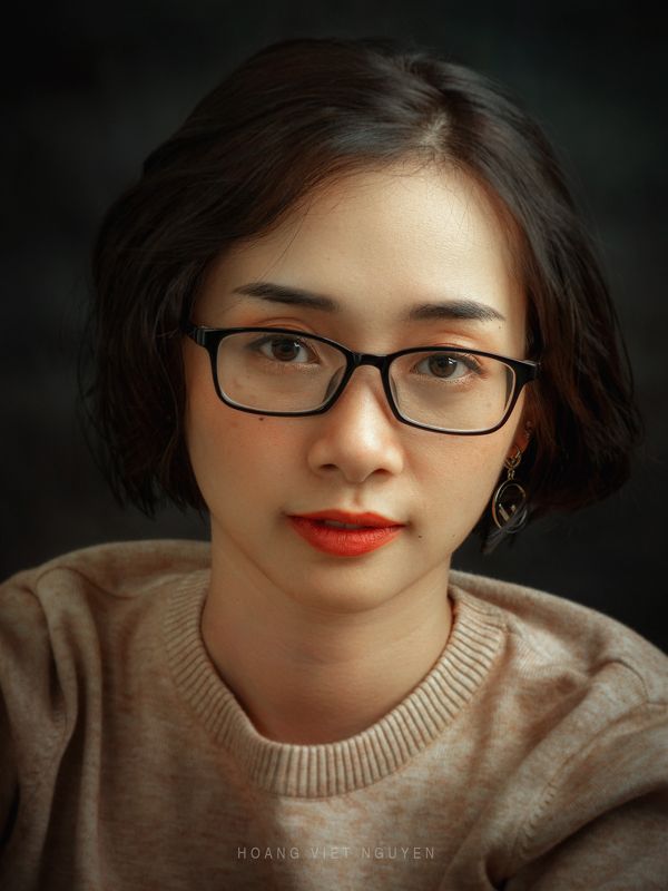 asian, vietnam, vietnamese, portrait, face, women, female, studio, eyes, short hair * * * фото превью