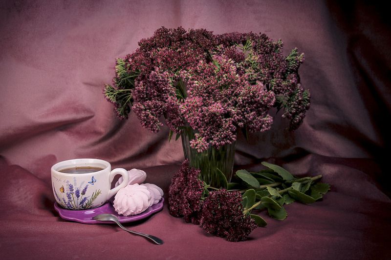 Натюрморт, чай, цветы. Вечерний чай. фото превью