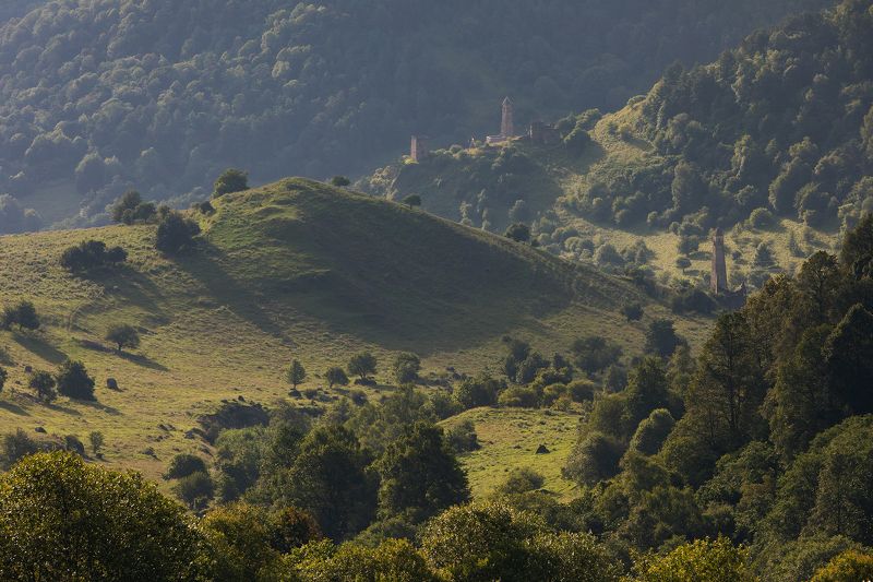 ингушетия, кавказ, башни, рассвет, утро  фото превью
