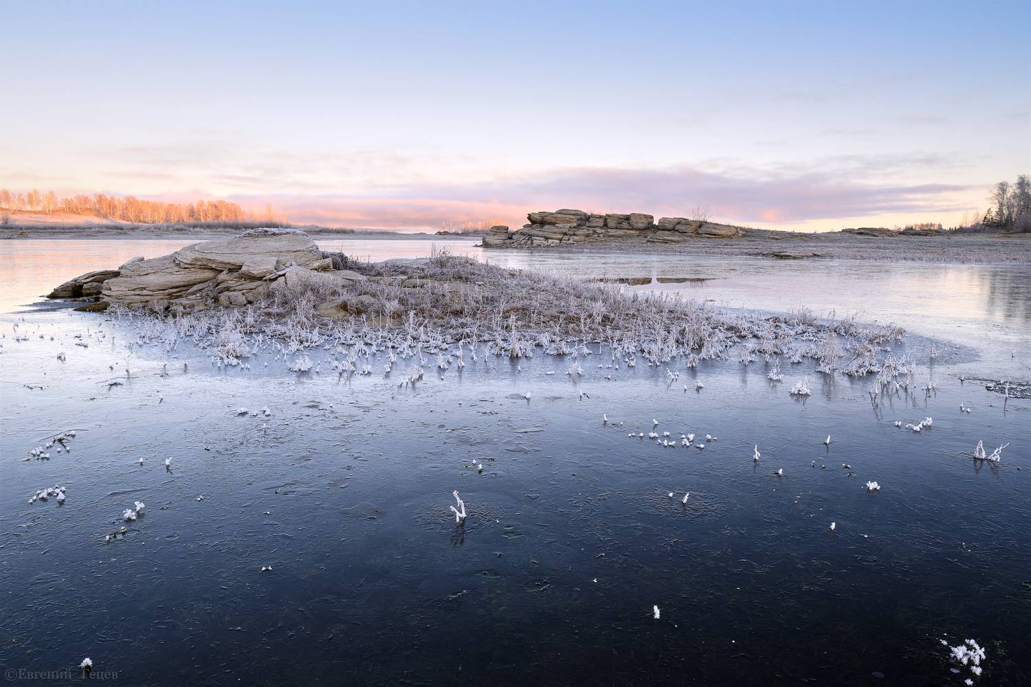 пейзаж, урал, озеро, лед, осень, камни, берег, Евгений Гецев