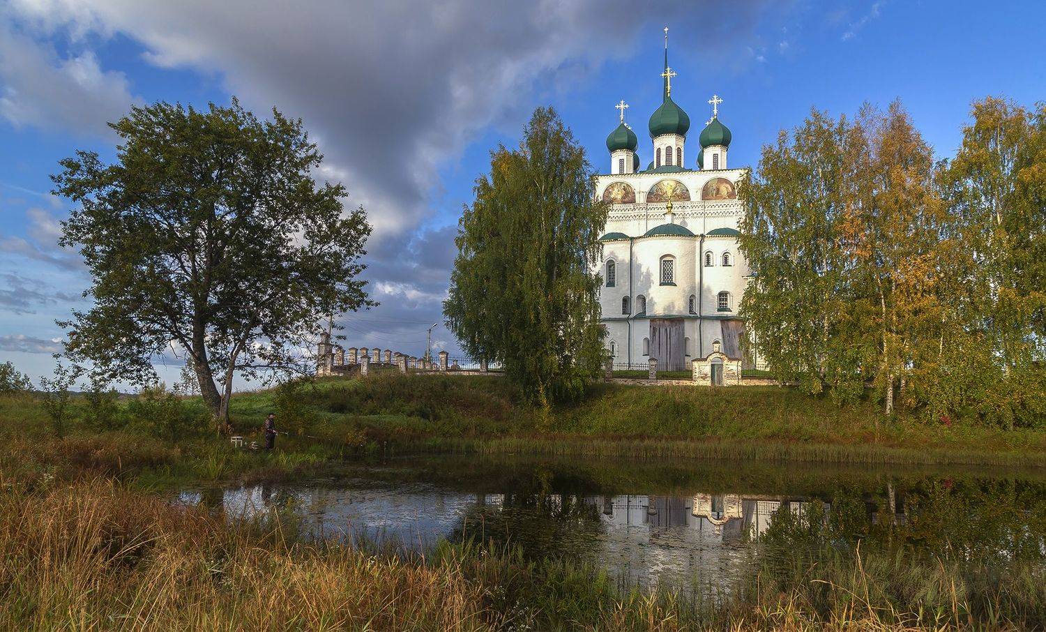 озеро, собор. рыбак, строгонов, сольвычегодск, тополь, берёзы, Анкудинов Леонид