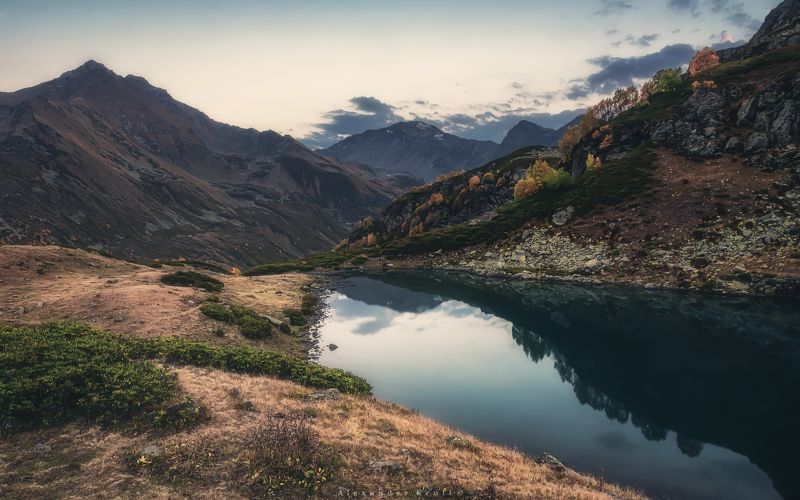 озеро, лунное, горы, кавказ, архыз, кчр Вечер на Лунном фото превью