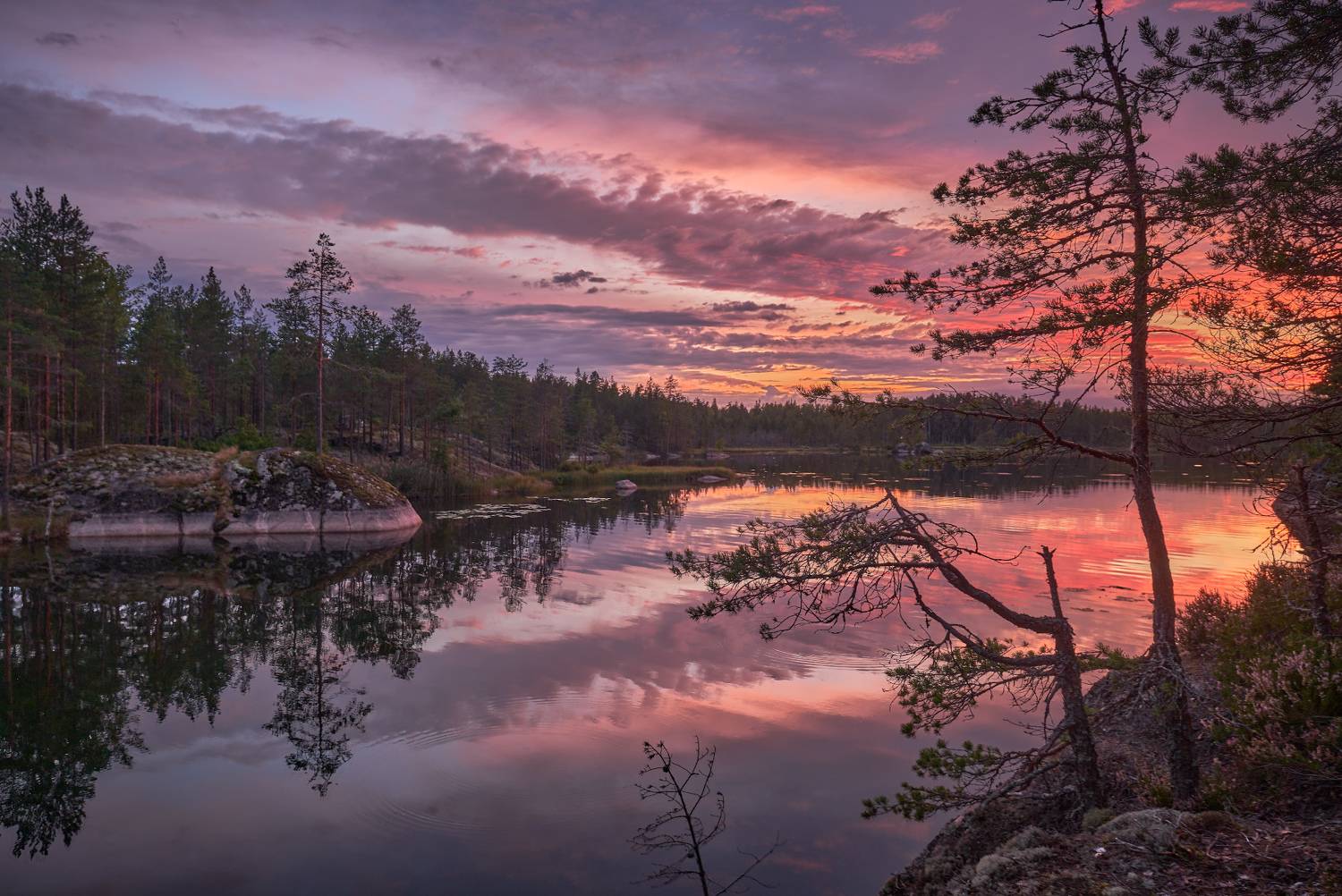 закат,озеро,ладога,кузнечное,ленобласть,карелия,лето,вечер,скалы,небо, Горшков Игорь