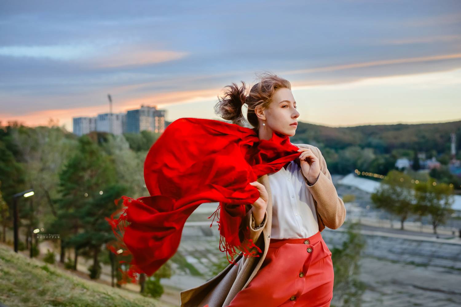 жанр, портрет, девушка, осень, ветер,  Мариночка