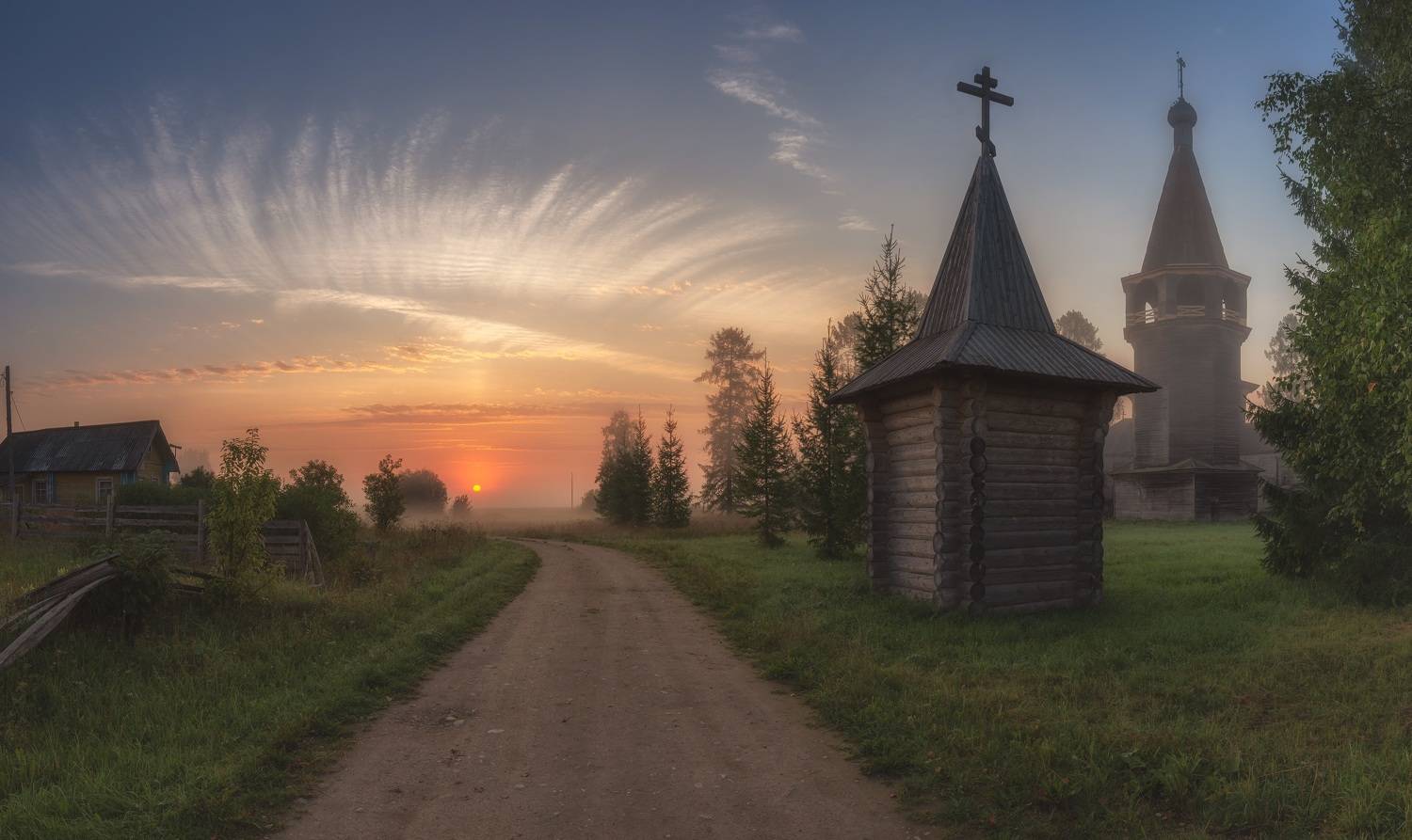 архангельская обл., ошевенск, погост, самая красивая деревня, деревянное зодчество древней руси, рассвет, Чекалев Алексей