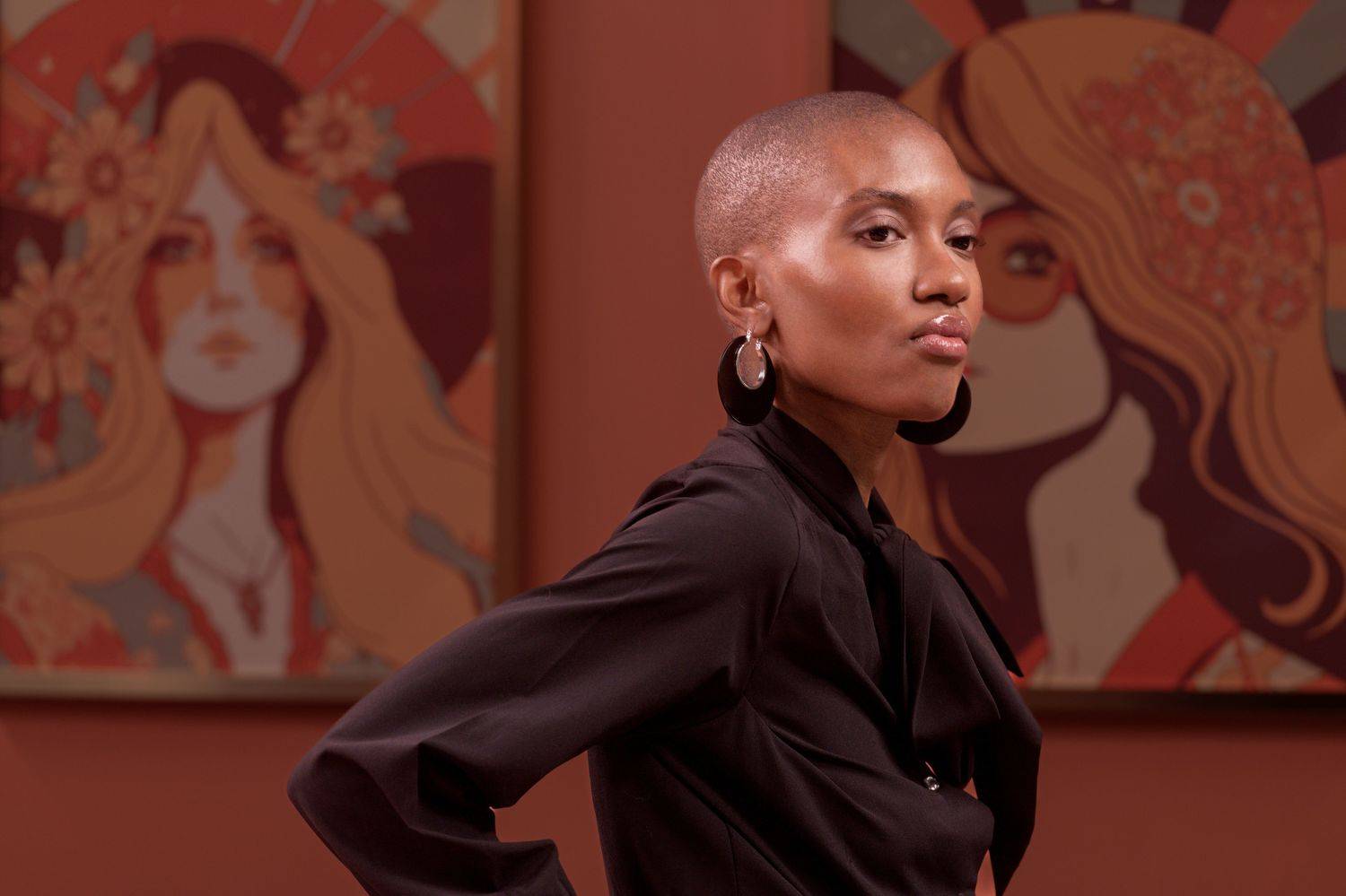 portrait, indoor, lighting, female, black,, Julius LIU