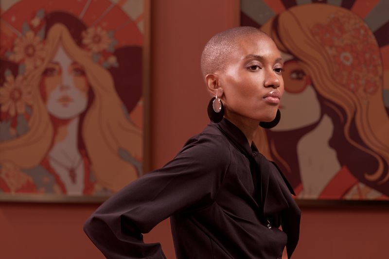 portrait, indoor, lighting, female, black, Art Nouveau фото превью