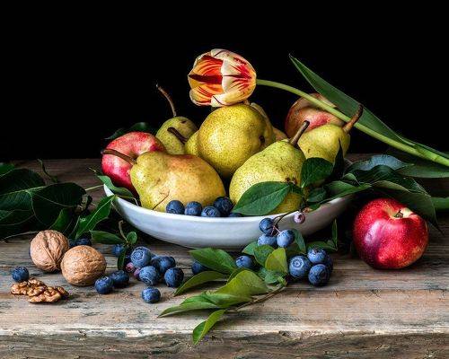 Still life with Pears and Tulip